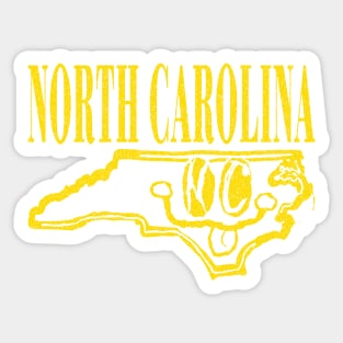 North Carolina Grunge Smiling Face Black Background Sticker